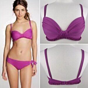 J. Crew Ruched‎ Betty Bikini Top Medium Purple
